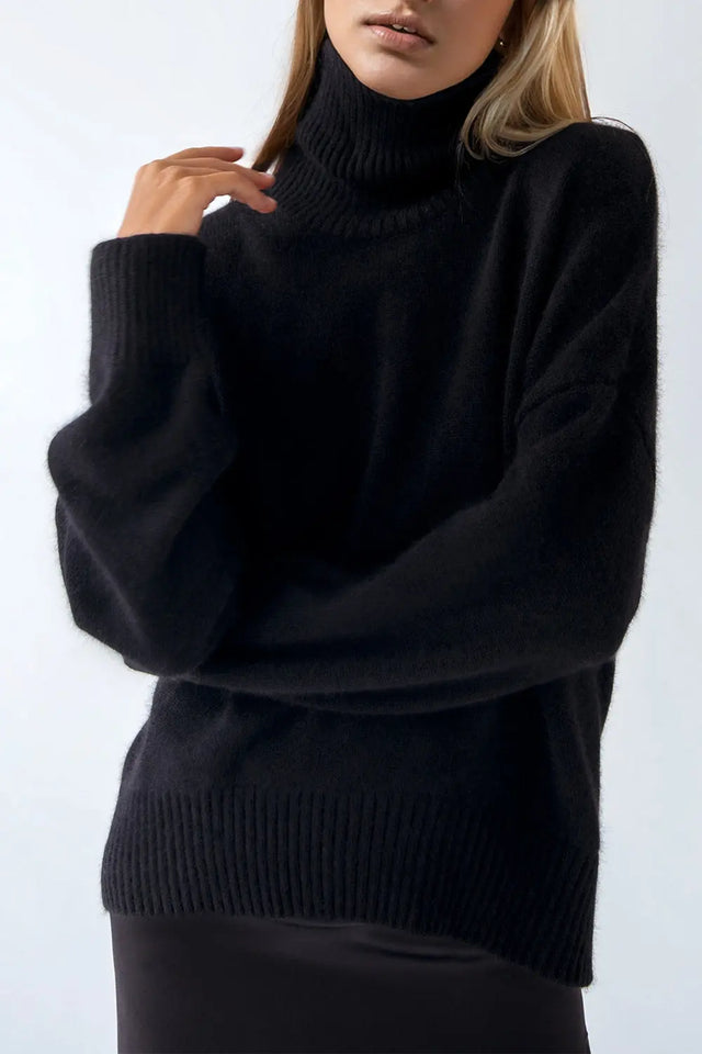 Basic Bae Turtleneck Dropped Shoulder Long Sleeve Sweater Trendsi Hanalas