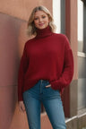 Basic Bae Turtleneck Dropped Shoulder Long Sleeve Sweater Trendsi Hanalas