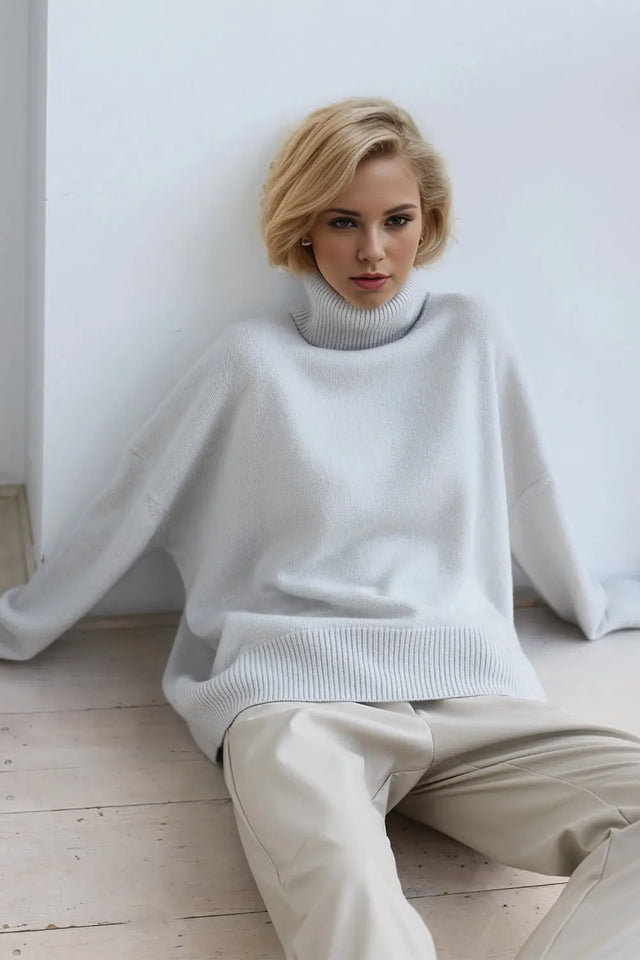 Basic Bae Turtleneck Dropped Shoulder Long Sleeve Sweater Trendsi Hanalas