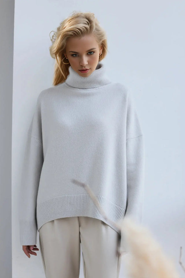 Basic Bae Turtleneck Dropped Shoulder Long Sleeve Sweater Trendsi Hanalas