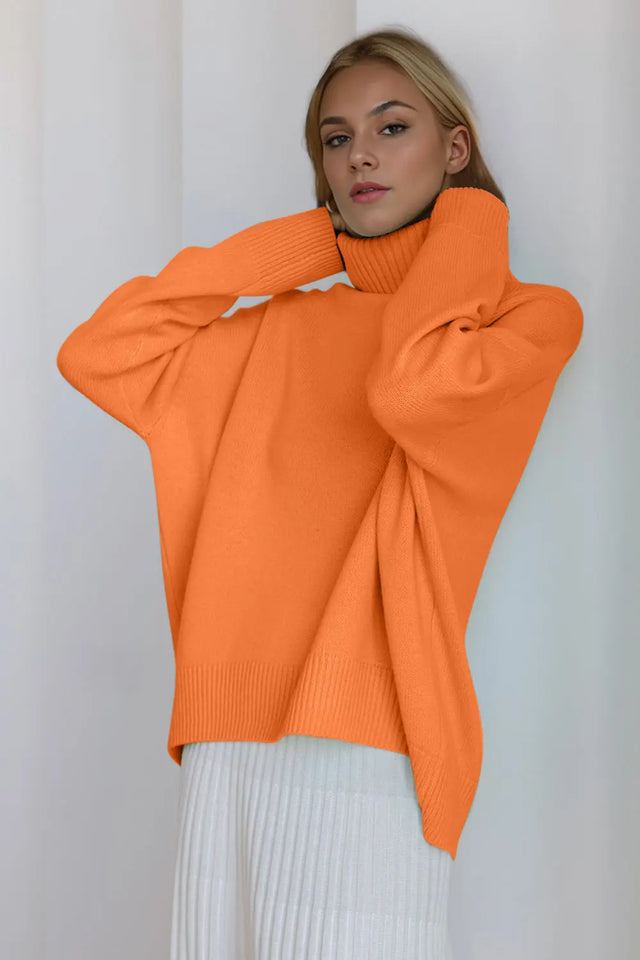 Basic Bae Turtleneck Dropped Shoulder Long Sleeve Sweater Trendsi Hanalas