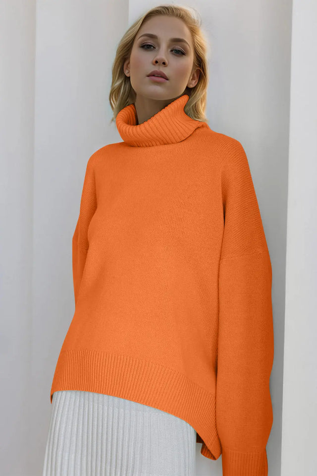 Basic Bae Turtleneck Dropped Shoulder Long Sleeve Sweater Trendsi Hanalas