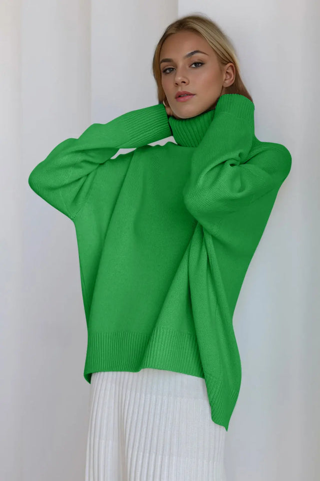 Basic Bae Turtleneck Dropped Shoulder Long Sleeve Sweater Trendsi Hanalas