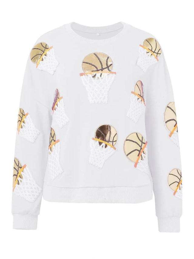 Basketball Round Neck Long Sleeve Sweatshirt Trendsi Hanalas