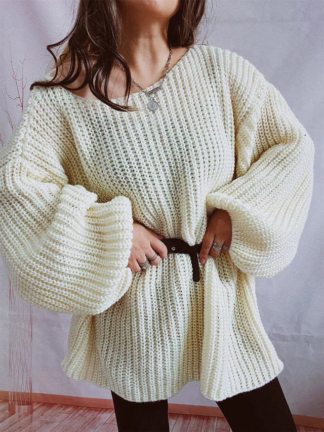 Boat Neck Long Sleeve Sweater with Belt Trendsi Hanalas