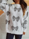 Bow Round Neck Dropped Shoulder Sweater Trendsi Hanalas