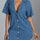 Button Down Collared Neck Denim Dress | Hanalas