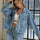 Button Down Drop Shoulder Denim Jacket | Hanalas