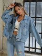 Button Down Drop Shoulder Denim Jacket | Hanalas