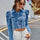 Button Down Raw Hem Cropped Denim Jacket | Hanalas
