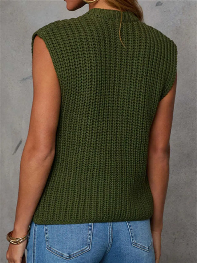 Button Down Sweater Vest with Pockets | Hanalas