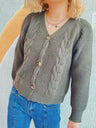 Cable-Knit V-Neck Button Down Long Sleeve Cardigan Trendsi Hanalas