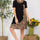 Celeste Full Size Decor Button Leopard Short Sleeve Dress Plus Size | Hanalas