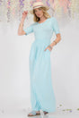 Celeste Full Size Round Neck Short Sleeve Maxi Dress with Pockets Plus Size | Hanalas