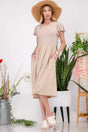 Celeste Plus Size Polka Dot Round Neck Flutter Sleeve Midi Dress | Hanalas