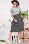 Celeste Plus Size Two Tone Polka Dot Flutter Sleeve Midi Dress | Hanalas