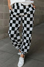 Checkered Elastic Waist Joggers Trendsi Hanalas