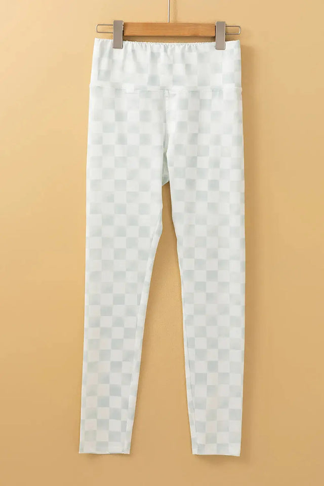 Checkered Elastic Waist Leggings Trendsi Hanalas