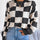 Checkered Mock Neck Long Sleeve Sweater Trendsi Hanalas