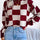 Checkered Mock Neck Long Sleeve Sweater Trendsi Hanalas