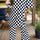 Checkered Round Neck Half Sleeve Top and Pants Set Trendsi Hanalas