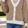 Checkered V-Neck Long Sleeve Cardigan Trendsi Hanalas