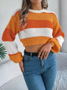 Color Block Round Neck Cropped Sweater Trendsi Hanalas