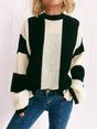 Color Block Round Neck Long Sleeve Sweater Trendsi Hanalas