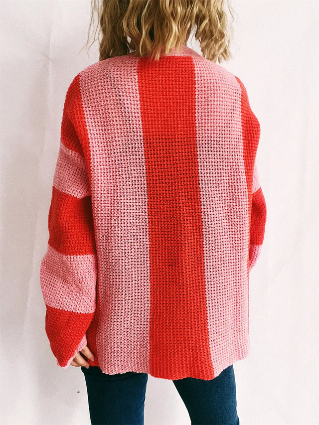 Color Block Round Neck Long Sleeve Sweater Trendsi Hanalas