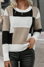 Color Block Round Neck Long Sleeve Sweater Trendsi Hanalas