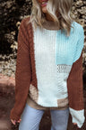 Color Block Round Neck Long Sleeve Sweater Trendsi Hanalas