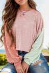 Color Block Round Neck Long Sleeve Top Trendsi Hanalas