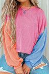 Color Block Round Neck Long Sleeve Top Trendsi Hanalas