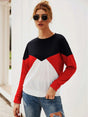 Color Block Round Neck Long Sleeve Top Trendsi Hanalas