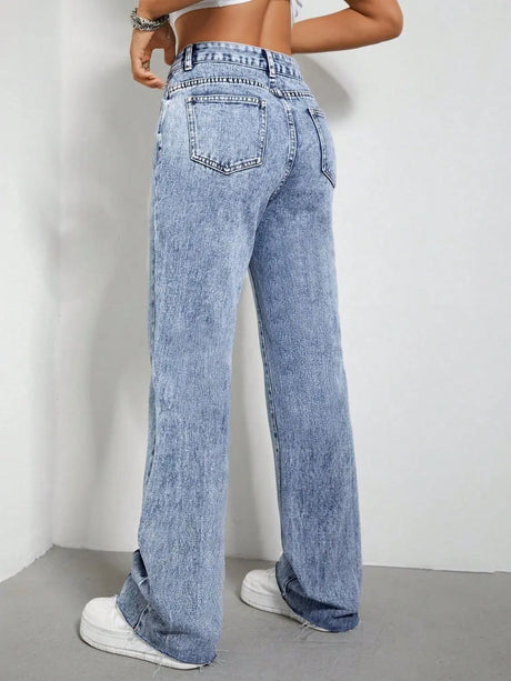 Contrast Bootcut Jeans with Pockets Trendsi Hanalas