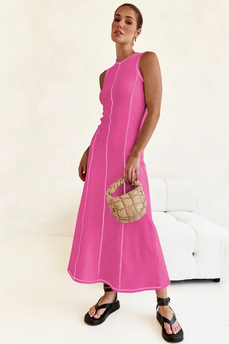 Contrast Stitching Maxi Tank Dress | Hanalas