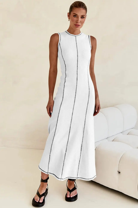 Contrast Stitching Maxi Tank Dress | Hanalas