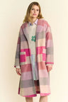 Davi & Dani Tied Color Block Collared Neck Coat | Hanalas