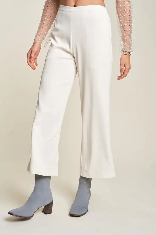 Davi & Dani Wide Leg Mid-Rise Pants | Hanalas