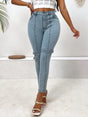 Decorative Buckle Skinny Jeans with Pockets Trendsi Hanalas