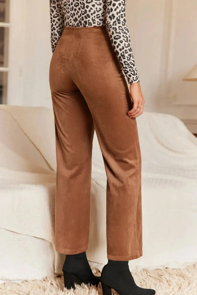 Decorative Button Straight Leg Pants Trendsi Hanalas