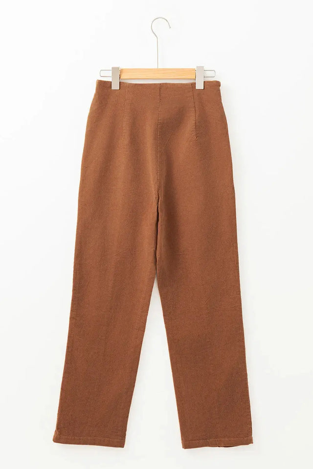 Decorative Button Straight Leg Pants Trendsi Hanalas