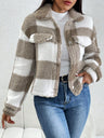 Decorative Pocket Flap Plaid Long Sleeve Jacket Trendsi Hanalas