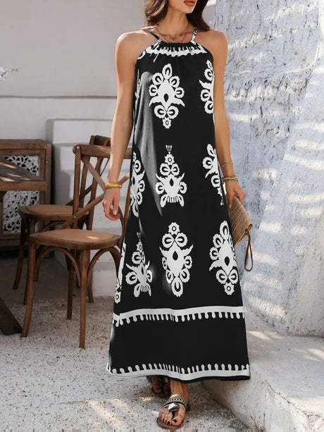 Devine Grecian Neck Printed Maxi Dress | Hanalas