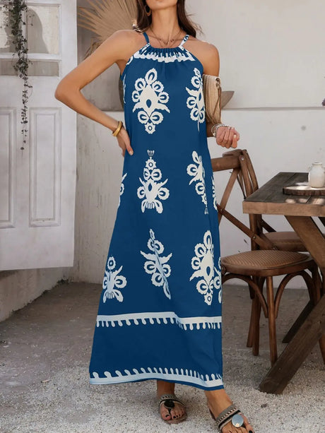 Devine Grecian Neck Printed Maxi Dress | Hanalas