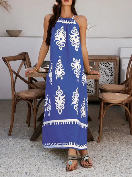 Devine Grecian Neck Printed Maxi Dress | Hanalas