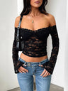 Devine Lace Off-Shoulder Long Sleeve Top Trendsi Hanalas