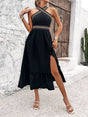 Devine Ruffled Slit Sleeveless Midi Dress | Hanalas
