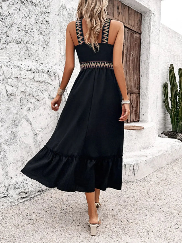Devine Ruffled Slit Sleeveless Midi Dress | Hanalas
