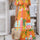 Devine Smocked Printed V-Neck Short Sleeve Maxi Dress | Hanalas